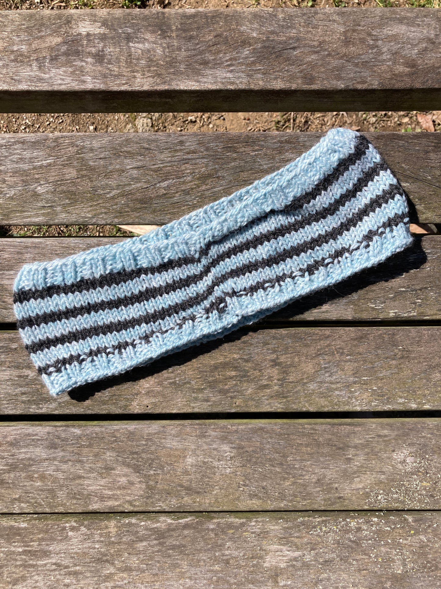 Blue and Gray Stripe Headband