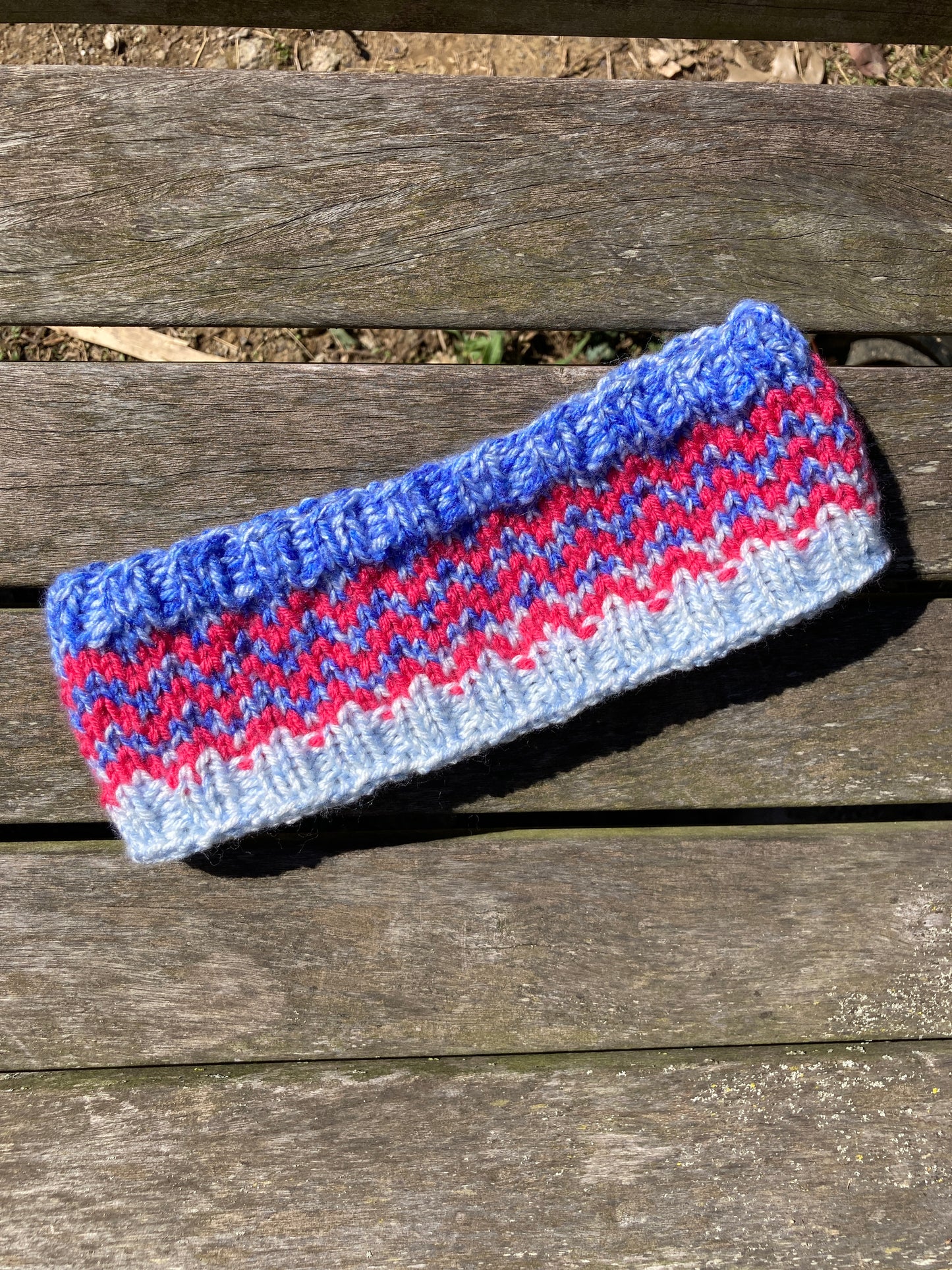 Blue and Pink Zigzag Headband