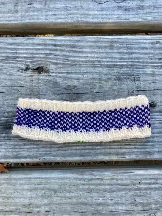 Purple and White Check Headband